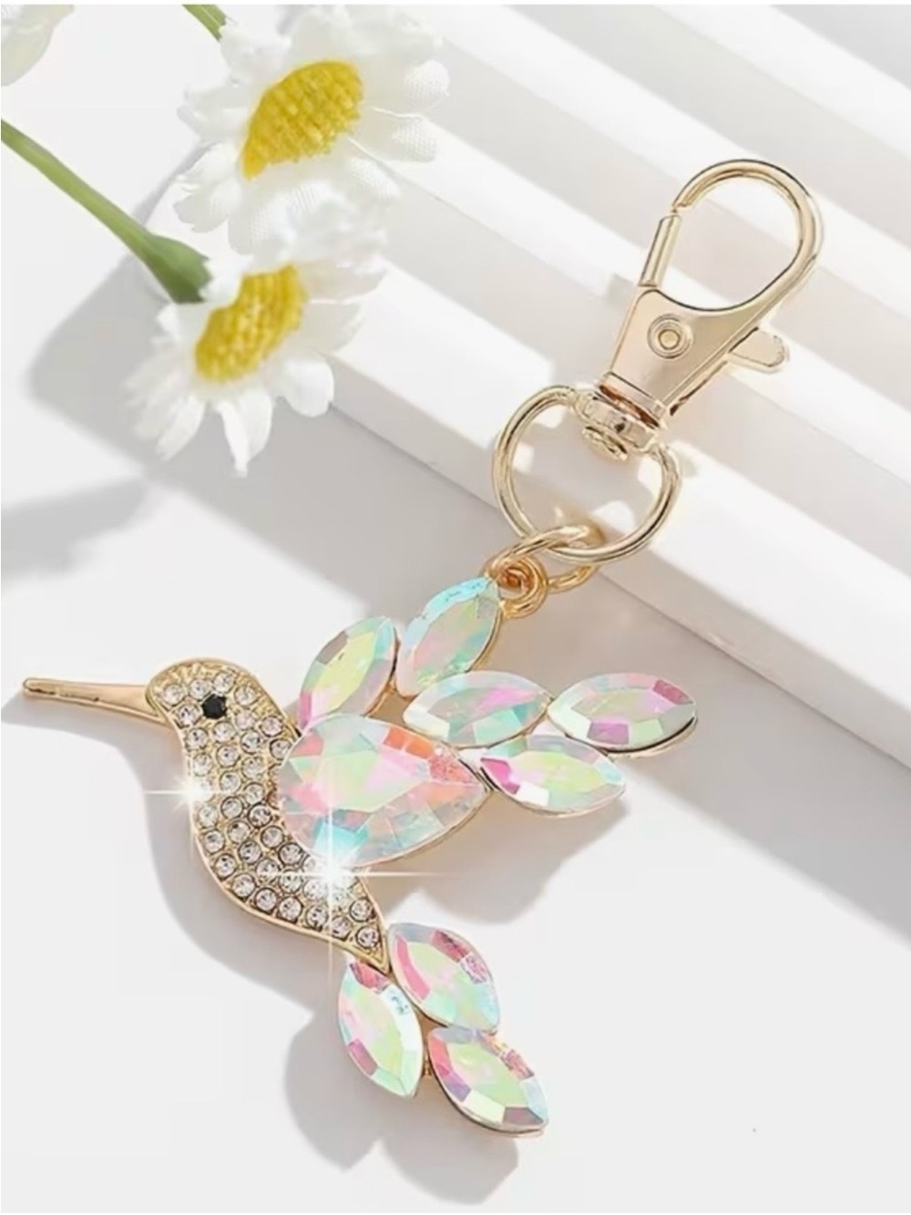 Crystal Hummingbird Keychain Charm - NIP - Picture 2 of 3